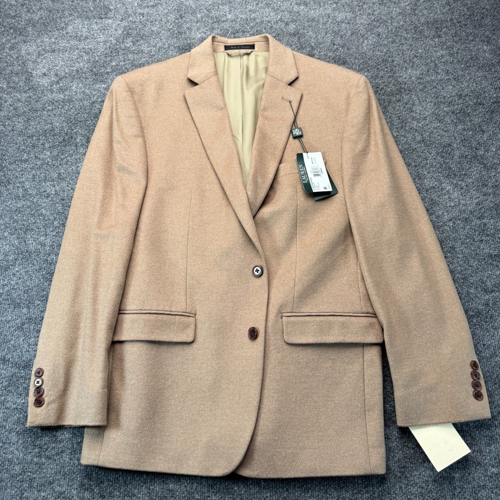 NWT Lauren Ralph Lauren 43R Blazer Lacrosse Camel Wool Silk Cashmere Sport Coat